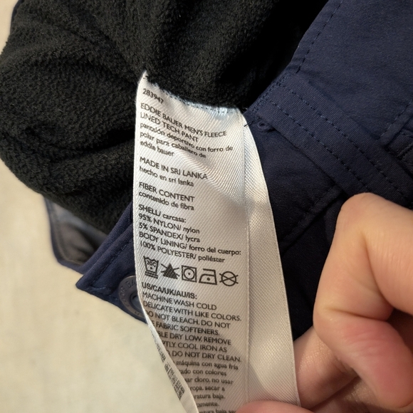 Eddie Bauer Fleece Lined Tech Pants Men's 32x30 (31x29) Navy - Picture 2 of 6